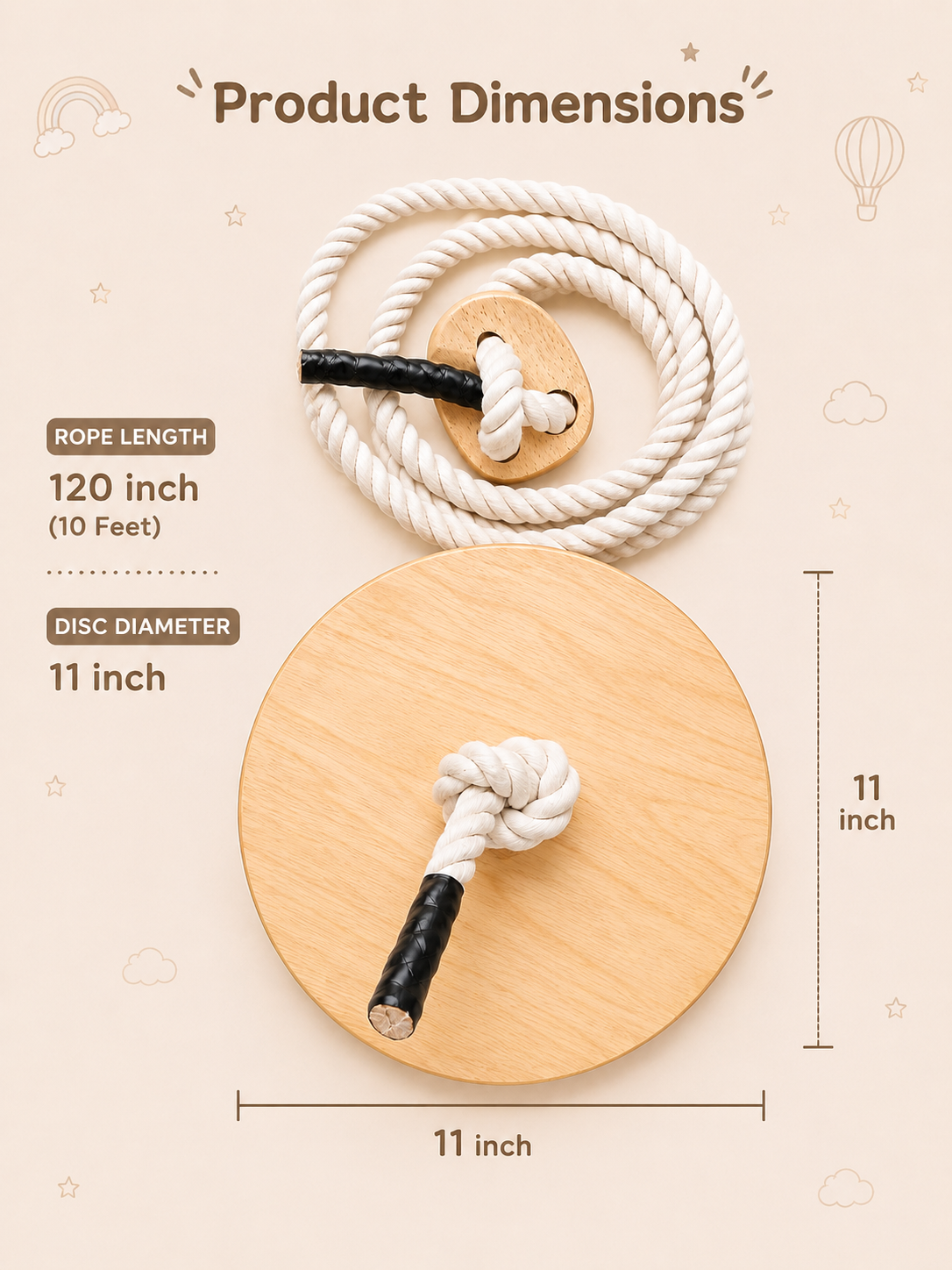 Wooden Disc Swing for Kids