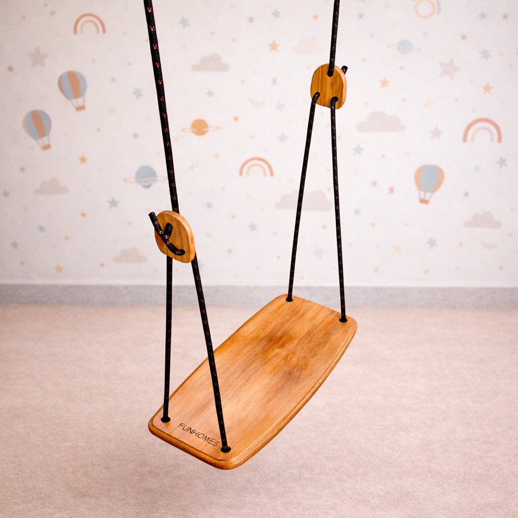 Indoor wooden kids swing in India height adjustable for home play