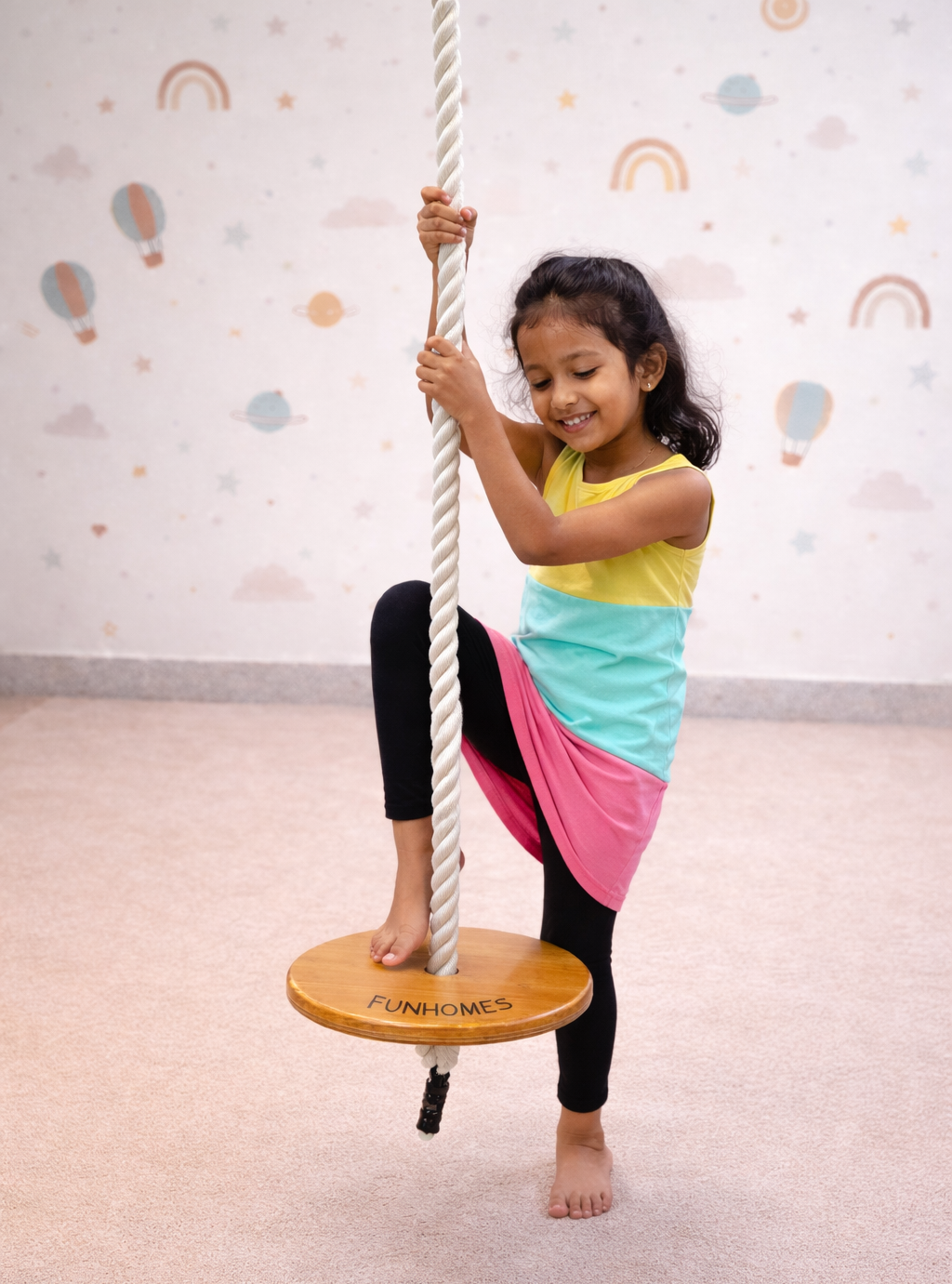 Montessori swing and balance board for kids indoor