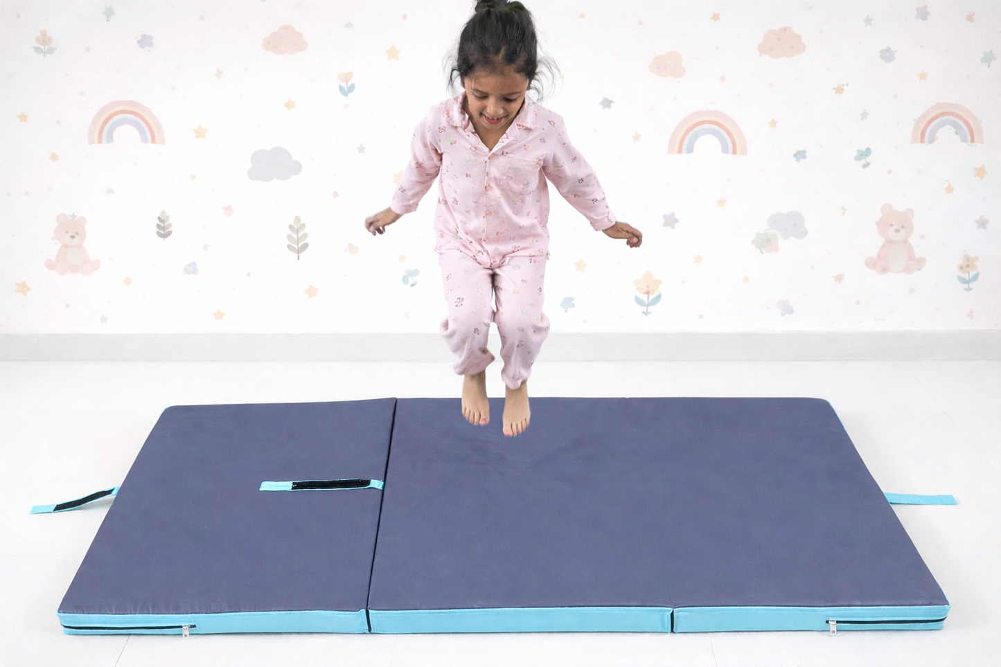 Kids crash pad for fall safety converted into lounging seat – soft indoor cushion for play and relaxation