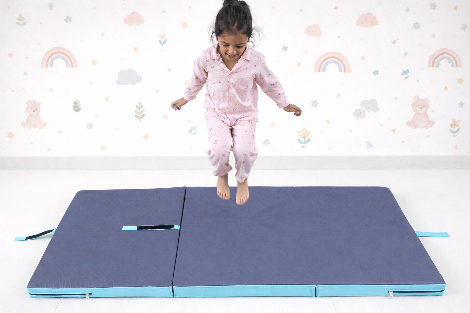 Kids crash pad for fall safety converted into lounging seat – soft indoor cushion for play and relaxation