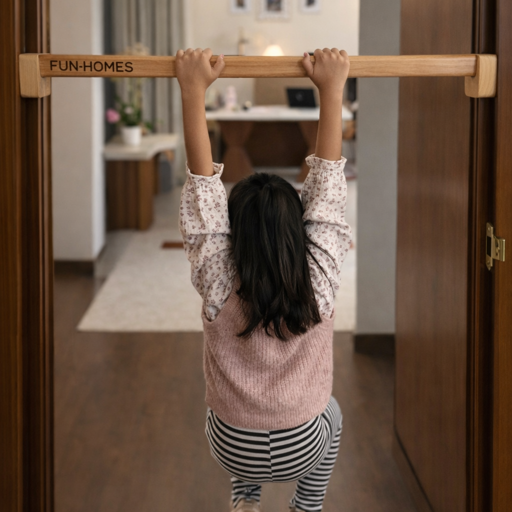 wooden pull up bar for kids